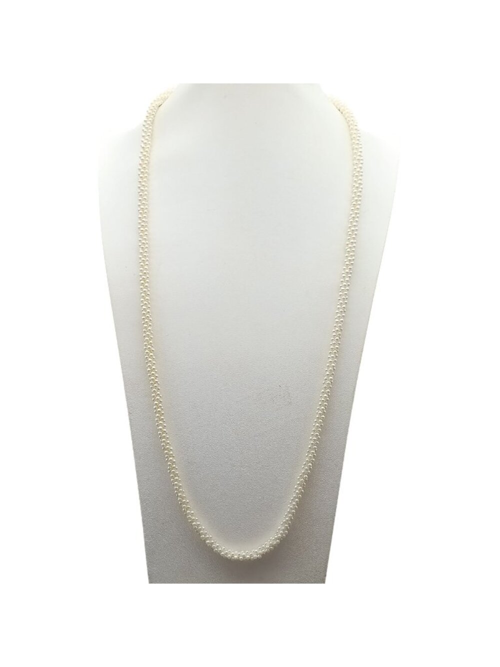 Vintage Faux Pearl Long Strand Necklace Elegant Multi-Layer Beads Timeless Jewel